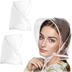 WKRTDY 2 pcs Women's Head Rain Cover with Visor, Reusable, Waterproof Plastic, White Rain Hat for Women, Protect Your Hairstyle with Style!, White
