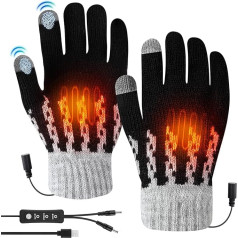USB Beheizte Handschuhe für Damen und Herren, Aceshop Winter Vollfinger Beheizte Fäustlinge mit Beidseitiger Heizung Waschbar Beheizbare Handschuhe Winterhandschuhe