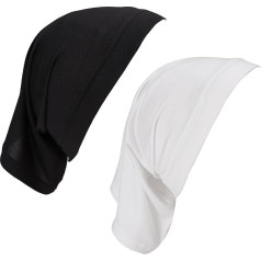 Pack of 2 Modal Mercerised Cotton Women's Undercap, Breathable Reversible Hat, Hijab Undercloth, Elastic Adjustable Hijab, Black and White Plain Women's Undercap Hijab, for Women, Men, White / Black