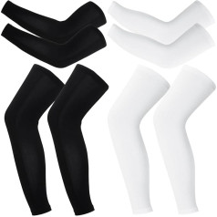 Loppdece Arm Sleeves Leg Sleeves, 2 Pairs UV Sun Protection Arm Sleeves + 2 Pairs Sun Protection Knee Protection, Compression Knee Protection Arm Warmers for Cycling, Outdoor Sports, Running,