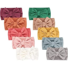 DRESHOW Pack of 10 baby hair bands baby girls nylon headband newborn toddler hair bands and bows children's hair accessories -