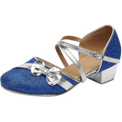 RMBLYfeiye Girls Dance Shoes Princess Shoes Kids Latin Shoes with Soft Soles Kids Bow-Knot Glitter Latin Tango Ballroom Shoes