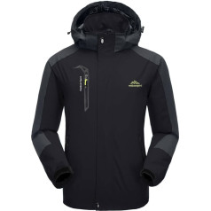 KEFITEVD Men's Waterproof Lightweight Softshell Outdoor Jacket with Removable Hood Wind Jacket Functional Jacket for Hiking Camping