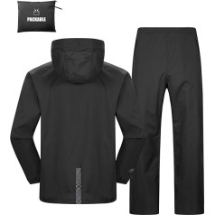 Men's & Women's Rain Suit Waterproof Packable Rain Jacket + Rain Trousers with Reflective Outdoor Rain Clothing Windproof Rain Set Lightweight Rain Suit for Cycling Fishing
