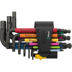 Wera 05022641001 950/9 Hex-Plus Multicolour Imperial 3 Allen Key Set, Inch, BlackLaser, 9-Piece