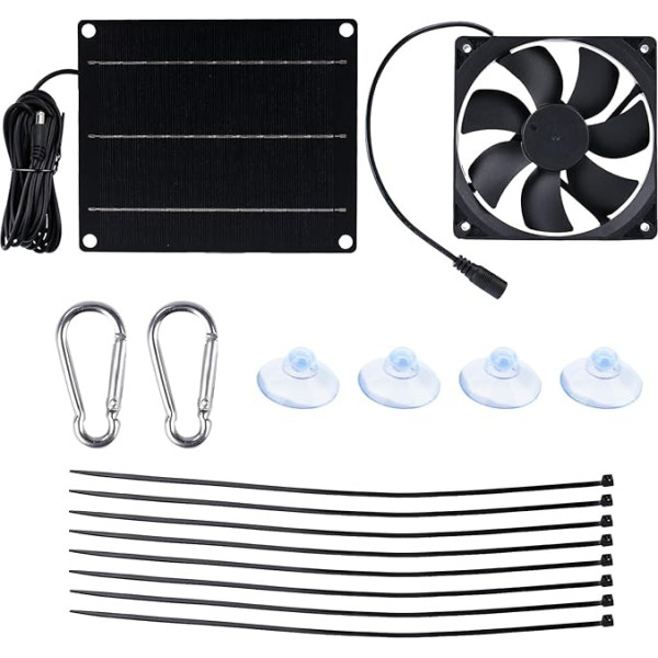 Buyweek Solar Fan 6 W Solar Fan IP65 Waterproof with Solar Panel 12 V and Cable 3 m Solar Fans Outdoor for Greenhouse Ventilation Sheds Chicken Coop Pet Houses Window Exhaust