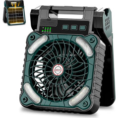 Sendowtek Solar Power Fan Battery & Solar Power Camping Fan with 10400 mAh Type-C Input USB Output Quiet Table Fan Tent Fan with LED Lights for Outdoor Travel Home Offices