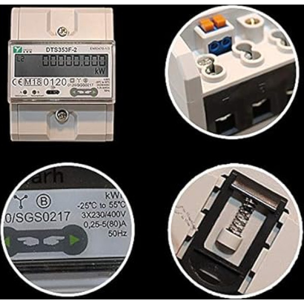 MID Three-phase meter 3-phase electricity meter 400 V active current kVarh reactive current RS485 Modbus IR & S0 interface ZS6
