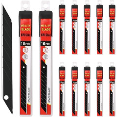 Pack of 120 Cutter Knife Blade, 9 mm Replacement Blades, 30 Degree Cutter Blades, Extra Sharp, Snap-off Blades Made of High-Quality Carbon Steel, for Crafts, Cardboard, Foil, Linoleum, Carpet,