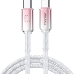Kabeļa Crystal-Clear Series 60W USB-C - USB-C 1,2 m - balts