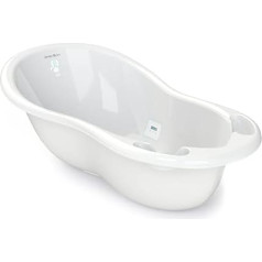 Shuttle Baby Bath with Bath Thermometer, Large Bath Accessories 0-6/6-36 Months, Baby Bathtub, with Plug, White