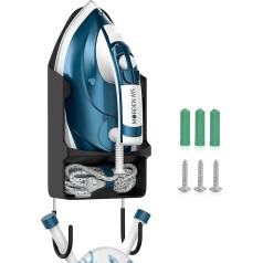 Ironing Board Holder, Wall Mounted Electric Ironing Board Storage Organiser, Ironing Basket, Over Door or Wall Mounted in Laundry Room, Black