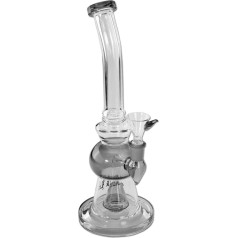 Black Leaf Glass bong with percolator grey/titanium, borosilicate glass, height: 290 mm, diameter 67/25 mm, bong for your favourite herbs