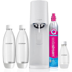 Sodastream Terra White Value Pack of 3 Water Carbonators with 2 x 1 Litre Bottles and 1 x 1/2 L Bottle Dishwasher Safe and 1 x CO2 Quick Connect Cylinder for up to 60 L