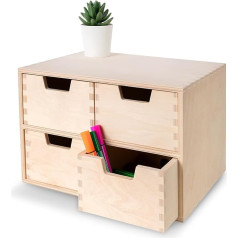 Drawer Box Drawer Element 4 Drawers 28.5 x 20 x 19 cm (+/- 1 cm) Mini Chest of Drawers for Small Items Made of Birch Plywood Organiser System for Storage, Decoupage & Decoration