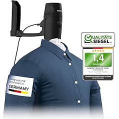 CLEANmaxx Pro Compact Automatic Shirt Iron, Handy & Space-Saving, Replaces Irons & Steamer, Ironing Device with Ironing Doll for Hanging on the Door, for Shirts & Co, Black