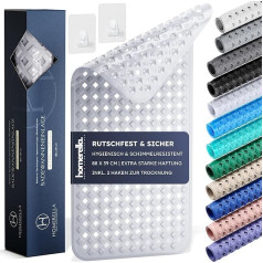 Homerella Non-Slip Bath Mat, Skin-Sensitive, 88 x 39 cm, Includes Hooks, Non-Slip Bath Mat, BPA-Free, Shower Mat, Mould-Resistant and Machine-Washable