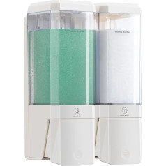 Shower Soap Dispenser Wall Mounted Shower Dispenser 2 Chambers No Dill Shampoo and Conditioner Dispenser Refillable Shampoo Dispenser for Shower 2 x 500ml Bathroom Hotel Cream White 2 Chambers