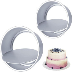 Kuchenform-Set, 2 Stück (15,2 und 20,3 cm Kuchenform), antihaftbeschichtet, tiefes Aluminium, runde Kuchenform mit abnehmbarem Boden, tiefe Kuchenformen, Kuchenformen zum Backen, 20,3 cm, runde