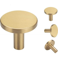 Pack of 4, Gold Decorative Brushed Brass Wall Hooks, 32mm x 30mm, for Bathroom, Clothing Store, Hotel, Cafe, Hat, Coat Hooks, Towel Hooks, Hangers, Wall Mounted (Round)
