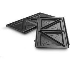 De'Longhi Sandwich Plate Set DLSK154 - Kitchen Accessories for De'Longhi Multigrill SW12, Grill Insert with Diagonal Recess Dishwasher-safe Die-Cast Aluminium, Black