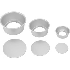 Round Cake Tins Set, 10 cm 16 cm 20 cm Anodised Aluminium Cake Moulds Removable Base Non-Stick Coating Stackable Baking Mould Home Bakery Baking Enthusiasts