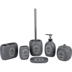 axentia 6 Piece Bathroom Set Stainless Steel Chrome Plastic Polyresin Grey White