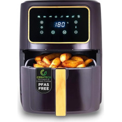 BERGNER Charcoal PFAS-free Hot Air Fryer 1800 W 6.9 L - 8 Cooking Programmes - Air Fryer with Ceramic Coating - Temperature Setting 80-200 °C - Timer up to 30 Minutes - Healthy and Oil-Free Frying