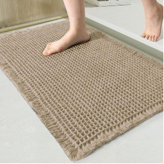 chakme Waffle Bath Mat, Non-Slip, Bathroom Rug, Soft Bath Mat, Absorbent Bath Mat, Shower Mat, Foot Mat for Bathroom, Brown, 50 x 80 cm