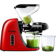 Fretta Juicer with Large Loading Slide, BPA-Free, Celery, Juicer with Quiet DC Motor and Reverse Function for Chewing Juicer Machines (Red)