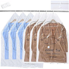 Vacuum Bags for Clothes Hanging - Vacuum Bags for Hanging - Reusable Vacuum Bags with Hooks - Clothes Bags for Clothing Storage (3 Pieces 135 x 70 cm + 3 Pieces 110 x 70 cm)