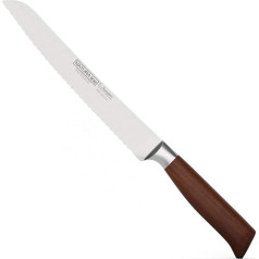 Burgvogel Solingen Natura Line 6990.906.23.2 Bread Knife with Wooden Handle Satin Red 23 cm with Serrated Edge Rustproof Very Sharp Made in Germany Brown Red 23 cm Bread Knife