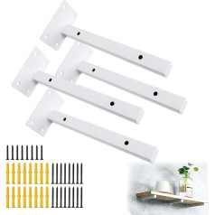 Pack of 4 Wall Brackets Shelf Support, Shelf Bracket, Floating Heavy Duty Bracket, Wall Shelf, Goods Holder, Shelf Brackets for Wall Console, White, Made of Stainless Steel, 40 kg Load Capacity (30 cm
