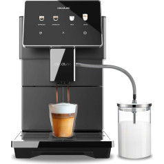 Cecotec Cremmaet Tempo Fully Automatic Coffee Machine, 7 Inch TFT Screen, 13 Coffee Recipes, 6 User Profiles, 1350 W Power, 19 Bar Pressure, Water Tank 1.5 L and Milk Tank 600 ml