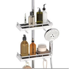 Shower Shelf No Drilling Shower Shelf Storage Shelf Hanging Shower Shelves Brackets Suitable for [18 mm-25 mm] Rail Shower Shelf for Rail with Large Capacity Plastic Pack of 2 White