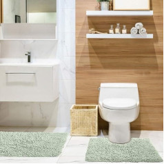 Emma Barclay 2 Piece 100% Cotton Loop Twist Bathroom Mat Set, Sage Green, One Size