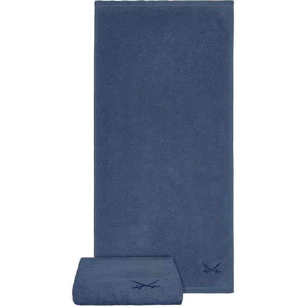 Sansibar Bath Towel 70 x 140 cm with Embroidered Sabre Logo Bath Towel 100% Cotton (Set of 2, Blue)