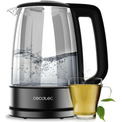 Cecotec ThermoSense 340 Clear Electric Kettle, 1.7 L, 2200 W, Borosilicate Glass Housing, Light Indicator, 360º Rotating Base, Safety System