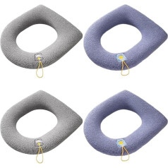 Pack of 4 Toilet Seat Covers, Warm Toilet Seat Cushion, Toilet Seat Cover, Washable Toilet Seat Cover, Thicker, Washable, Stretchy, Suitable for Most Toilets