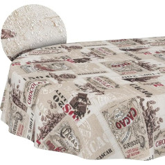 Fabric Tablecloth Washable Table Linen Tablecloth Cotton Polyester Cacao Oval 180 x 140 cm Indoor/Outdoor Tablecloth