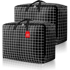 2 x 105L Large Storage Bag, Heavy Duty Laundry Bags with Zipper, Oxford Fabric, Duvet Storage Bag, Extra Large Moving Bags, Waterproof Laundry Bags for Moving