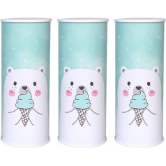 Pack of 3 Tissue Box for the Car, Round Car Tissue Holder with Face Tissues, Cute Print Tissue Tube for Car Cup Holder, Styles are Random