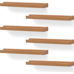 Vinyl Record Wall Mount, 6 Pack - Record Shelves Holder for Record Display Record CD Book Artwork Vintage Home Storage (Wood Color)