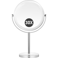Magnifying Mirror 30x, Double-Sided 1x & 30x Cosmetic Mirror, Table Mirror, Cosmetic Mirror with Magnification with 360° Rotation, Shaving Mirror for Bedroom and Bathroom