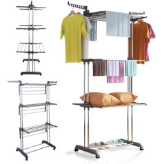 Cocoarm Clothes Tower Clothes Airer Easy to Move 3 Levels for Outdoor Use