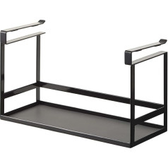 Yamazaki Zaki Tower Shelf with Hooks, Steel, Black