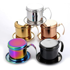 INEOUT Top Stainless Steel Vietnam Coffee Pour Over Dripper Maker Filter Single Cup Brewer Press Percolator Home Outdoor Use (Colour: Stainless Steel)