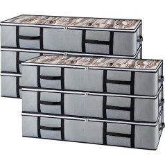 Pack of 6 90 L Underbed Storage Boxes with Lid, Underbed Storage Bag for Duvets, Clothes, Storage Organiser, Help Make Better Use of Storage Space.