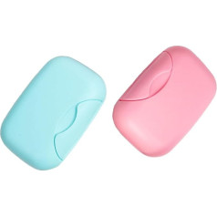 Lockable Soap Dish with Lid, Pack of 2, Travel Soap Box, Soap Dish, Travel Soap, Waterproof and Leakproof Soap Box, Storage for Shower (2, Pink and Blue)