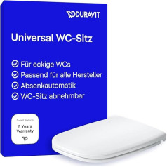 Duravit Univavo Toilet Seat Square Toilet Seat with Double Soft-Close Mechanism, Toilet Lid Quick Release for Easy Assembly, Toilet Lid Made in the EU, Urea Duroplast, Stainless Steel Hinges, White